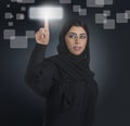 Arabian business woman pressing a touchscreen