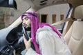 Arabian businessman sleeping in the car Royalty Free Stock Photo