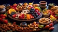 Arabian Delight: A Colorful Feast of Sweets and Fruits Royalty Free Stock Photo