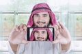 Arabian entrepreneur taking self portrait Royalty Free Stock Photo