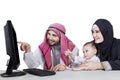 Arabian family using a computer