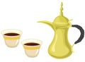 Arabian Golden Coffeepot & Coffee Cups Royalty Free Stock Photo