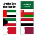 Arabian Gulf Rectangle Flag Icon Set