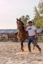 Arabian horse with owner Royalty Free Stock Photo