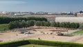 Arabian horse runs inside paddock in the dust desert timelapse hyperlapse, UAE Royalty Free Stock Photo