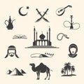 Arabian icons set Royalty Free Stock Photo