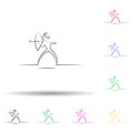 Arabian man archer multi color set icon. Simple thin line, outline vector of desert icons for ui and ux, website or mobile