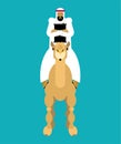 Arabian man on camel and oil barrel OAE guy. Vector illustration Royalty Free Stock Photo