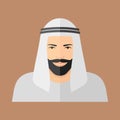 Arabian man face flat icon. Male bearded character.