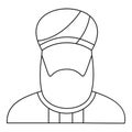 Arabian man in a turban icon, outline style