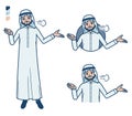 A arabian man in white costume with Discouraged images