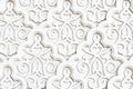 Arabian Muslim Islamic white oriental national pattern with relief elements. Textured white wall, mosque decor element.