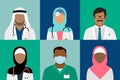 Arabian muslim medical staff avatars