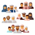 Arabian, muslim, middle eastern family icons