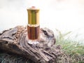 Arabian oud attar perfume or agarwood oil fragrances in mini bottle. Royalty Free Stock Photo