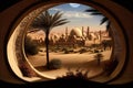 Arab Palace Desert View, Grand Hamam, Hotel, Luxurious Oriental Interiors, Abstract Generative AI Illustration