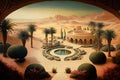 Arab Palace Desert View, Grand Hamam, Hotel, Luxurious Oriental Interiors, Abstract Generative AI Illustration