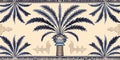 Arabian palm tree illustration with decorative border on cream background. AI Image Royalty Free Stock Photo