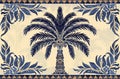 Arabian palm tree illustration painted in gouache on a cream background. AI Image Royalty Free Stock Photo