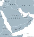 Arabian peninsula countries political map Royalty Free Stock Photo