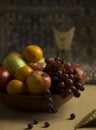 Arabian perfume, carpet, fruit basket apple, grapes, orange, guava