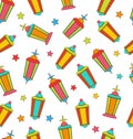Arabian Seamless Pattern with Lamps and Stars Royalty Free Stock Photo