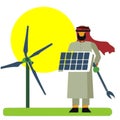 Arab solar wind farmer vector graphics