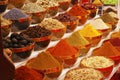 Arabian spice and herbs market stall with wide selections