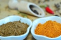 Arabian spice mix Ras-el-Hanout and Baharat, 7 spice mix Royalty Free Stock Photo