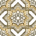 Arabian style gold vector seamless pattern. Ornamental muslim stars background. Luxury decorative repeat backdrop. Beautiful