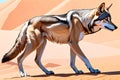 Arabian Wolf animal walking caricature