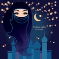 Arabian woman in muslim veil - hijab on a starry background