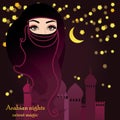 Arabian woman in muslim veil - hijab on a starry background