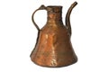 Antique pitcher water jug made of copper and brass,CA. 1880 on white background Royalty Free Stock Photo