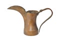 Antique pitcher water jug made of copper and brass,CA. 1880 on white background Royalty Free Stock Photo