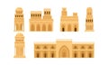 Arabic Architecture and Buildings with Geometric Ornament Vector Set