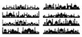 Arabic architecture silhouette. Mosque roof, islamic cityscape panorama and minaret skyline silhouettes. vector