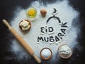 Arabic baking background. Eid Mubarak is a traditional Muslim greeting reserved