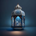 Arabic blue white lantern of Ramadan month celebration