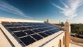 Arabic building rooftop with a large array of solar panels