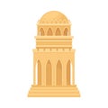 Arabic Building with Rounded Roof and Pointed Arches with Geometric Ornament Vector Illustration