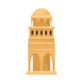 Arabic Building with Rounded Roof and Pointed Arches with Geometric Ornament Vector Illustration