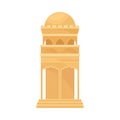 Arabic Building with Rounded Roof and Pointed Arches with Geometric Ornament Vector Illustration