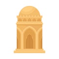 Arabic Building with Rounded Roof and Pointed Arches with Geometric Ornament Vector Illustration