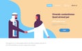 Arabic business couple handshaking working contract concept arab man woman partnership flat cartoon character horizontal Royalty Free Stock Photo