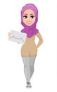 Arabic business woman, smiling cartoon character Royalty Free Stock Photo