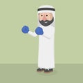 Arabic Businessman Boxer Pose Illustration Design