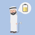 Arabic Businessman Charging Energy Color Illustration