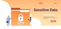 Arabic businessman with hacker padlock password folder sensitive data concept locked privacy information database flat