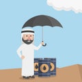 Arabic Businessman Protect His Oil Color Illustration